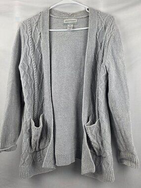 Croft & Barrow Women's Gray Cable Knit Cardigan